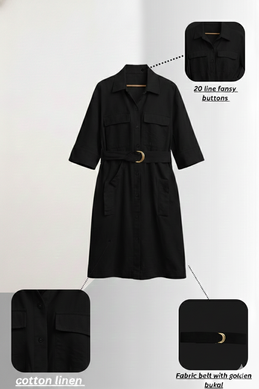 Black Poise Midi Dress