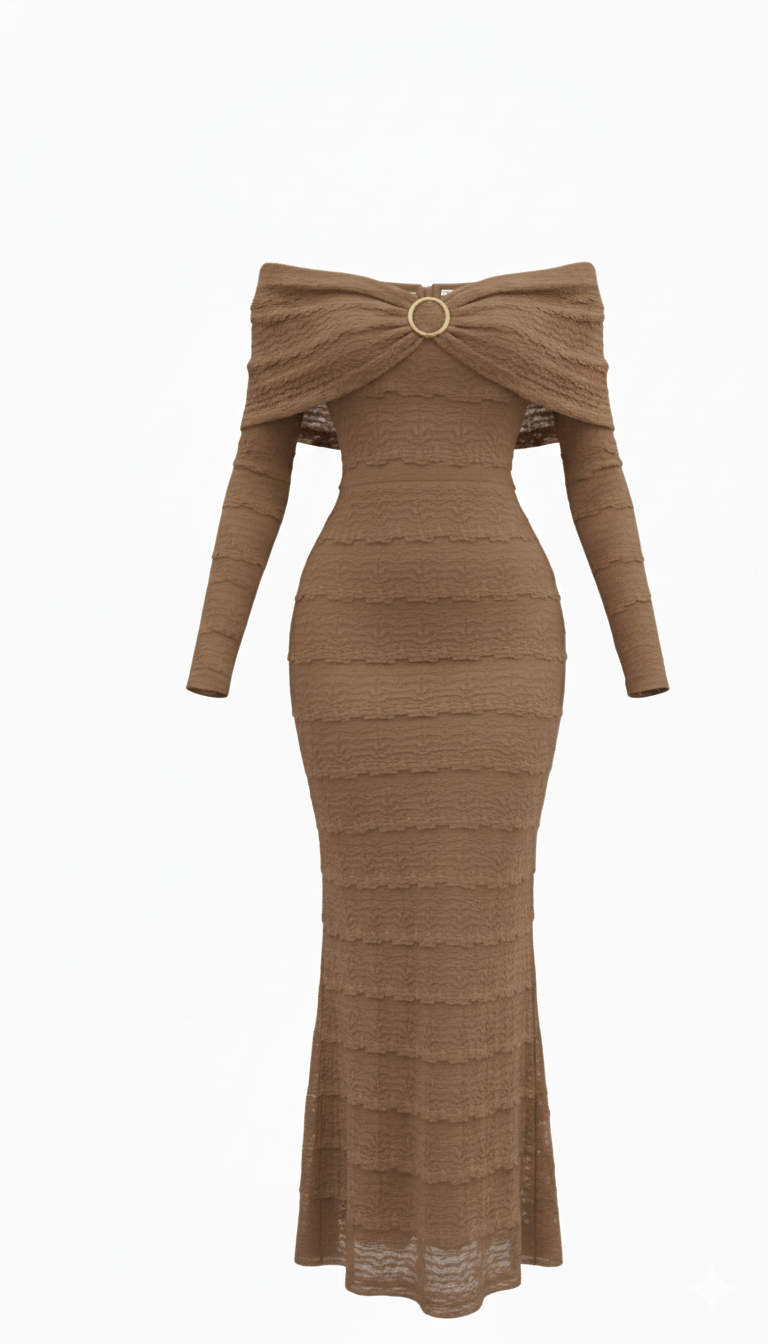 Cocoa Luxe Off-Shoulder Dress