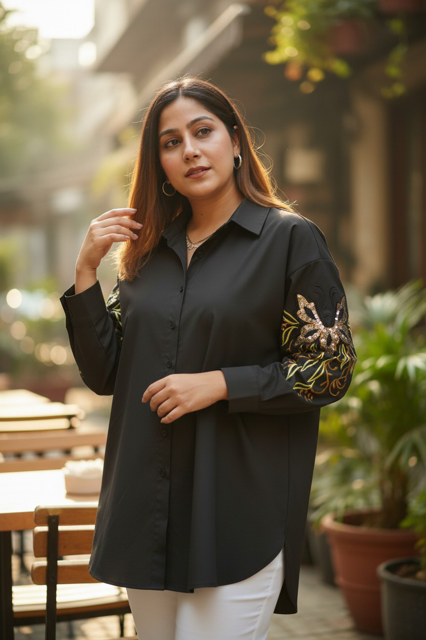 Black Premium Embroidered Shirt
