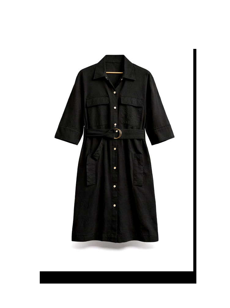 Black Poise Midi Dress