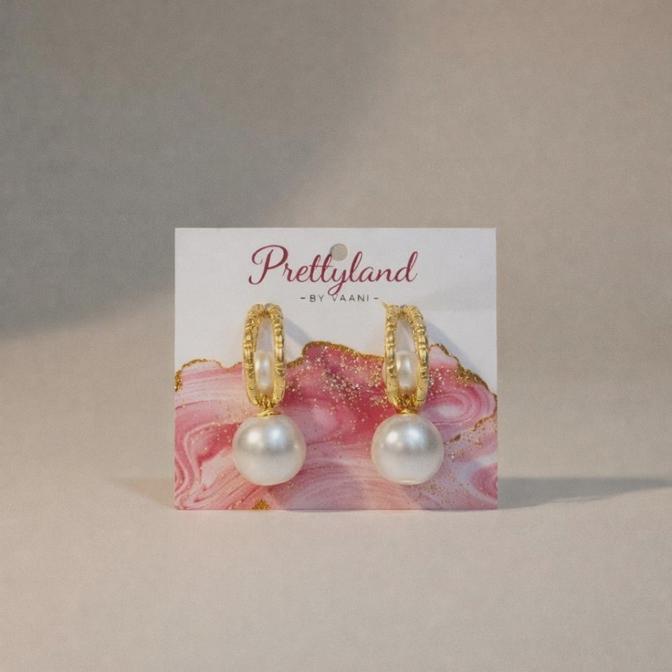 Classic golden +Pearl Hoop Drop Earrings