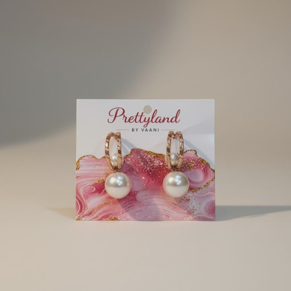 Rose Gold Pearl Luxe Hoop Earrings