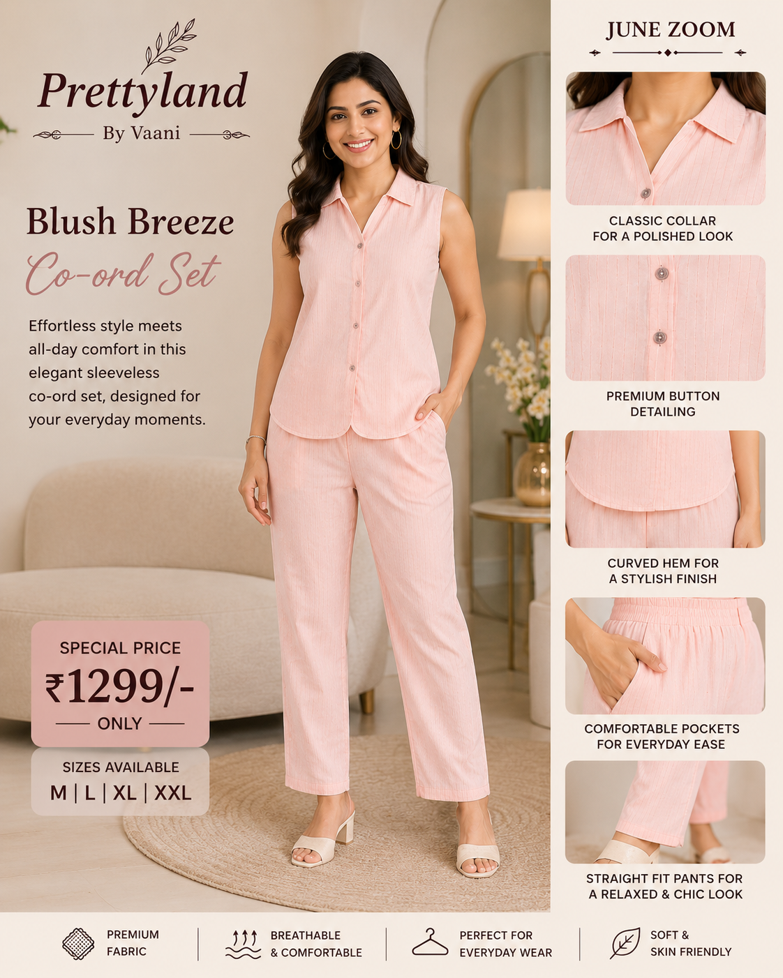 Blush Breeze Sleeveless Co-Ord Set