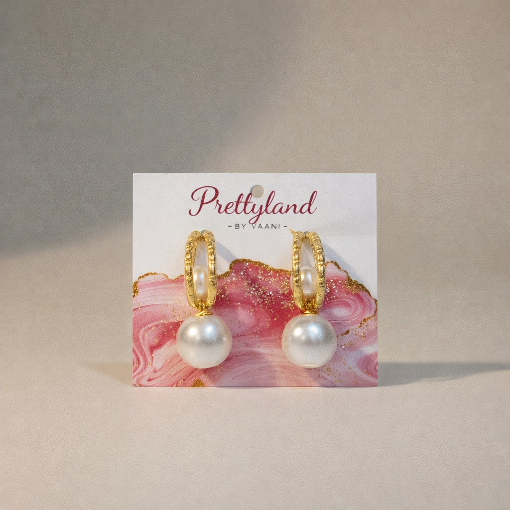 Classic golden +Pearl Hoop Drop Earrings