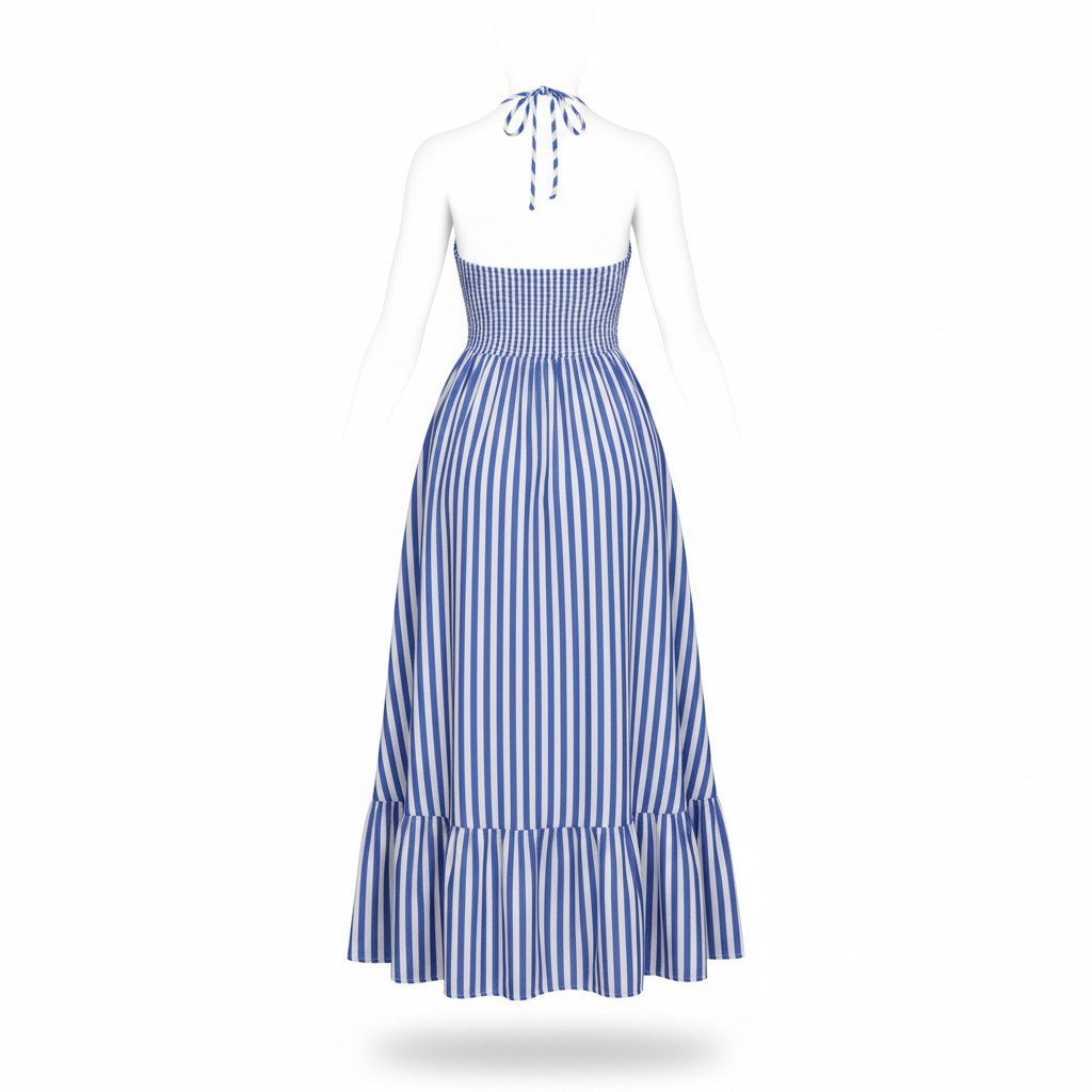 Azure Breeze Striped Halter NECK Dress Prettyland By Vaani Azure Breeze Striped Halter NECK Dress Prettyland By Vaani