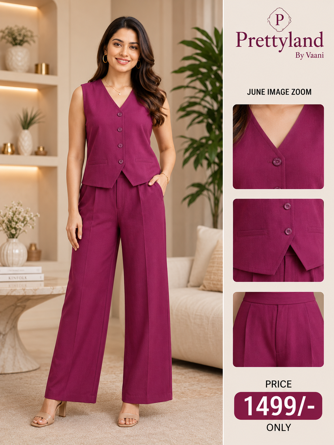 Berry Luxe Waistcoat Co-Ord Set